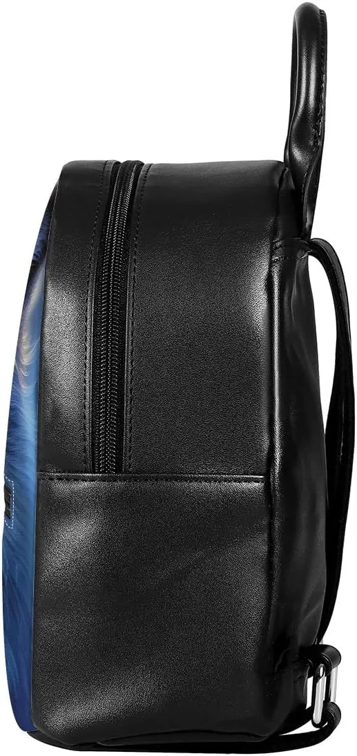 JooMeryer Galaxy Wolf Mini Backpacks for Teen Kids Boys pu Leather Casual Daypack Shoulder Bags for College Students,Blue Wolf