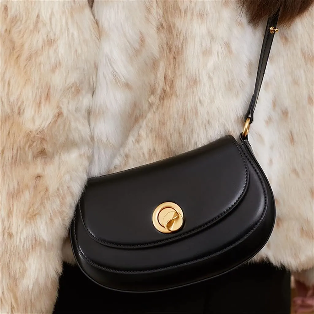 JSEIAJB Spring Wedding Bag Retro Crossbody Bag Women's Texture Sigle Shoulder Saddle Bag Cashew Bag(E)