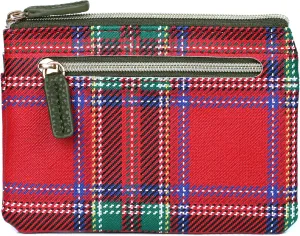 Julia Buxton Xmas Tartan Printed Vegan Leather Lg ID Coin Case