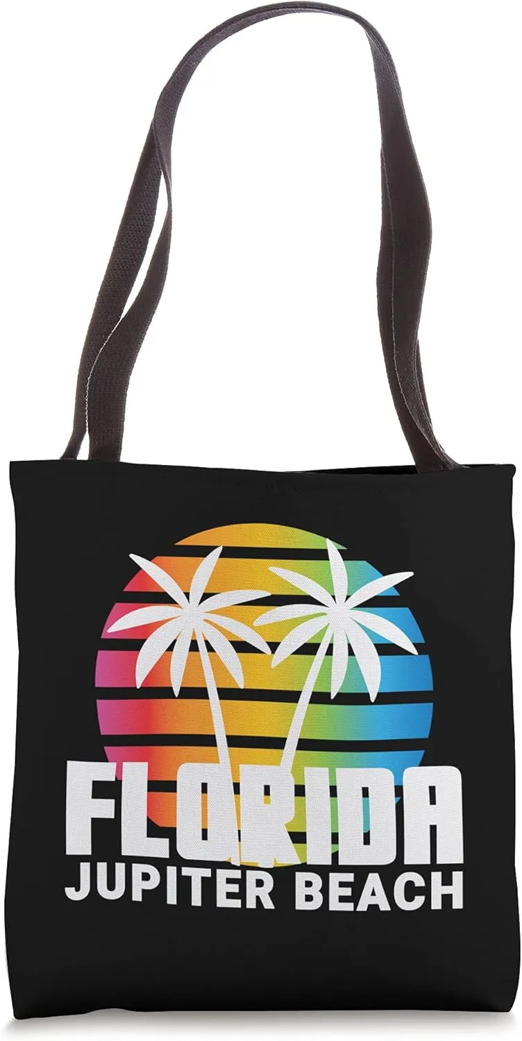 Jupiter 80's Retro Jupiter Beach FL Jupiter Beach Retro Sun Tote Bag