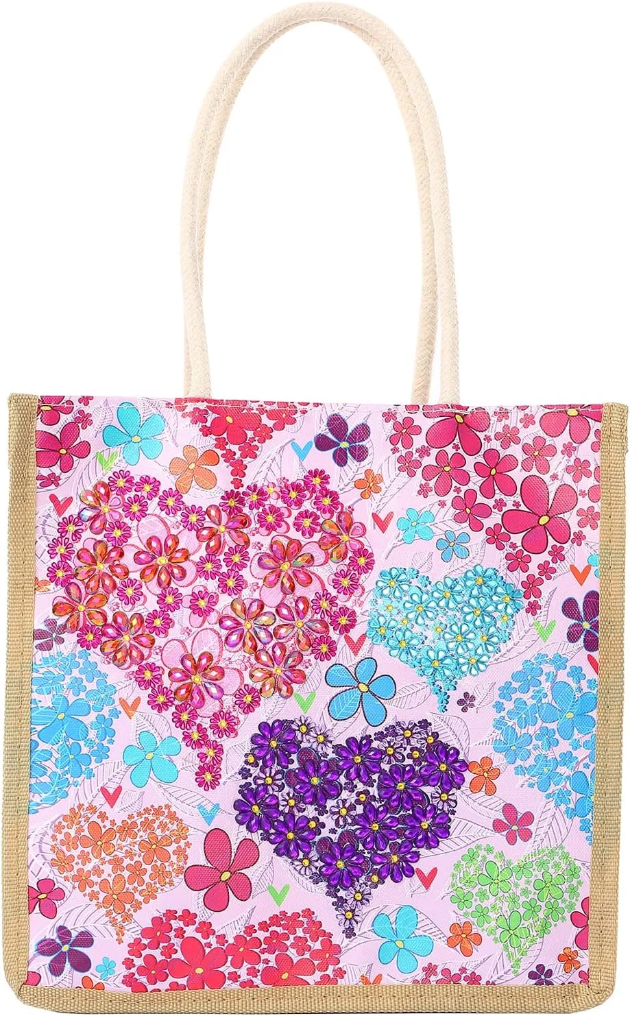 KACASHIP 5d Diamond Painting Bag Shopping Canvas Tote Storage Art Crafts Case Square Synthetic Lover Pattern Reusable Handbags Gift for Adults Women