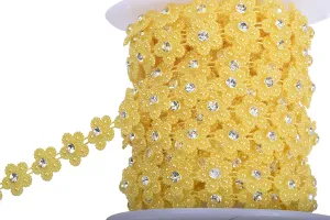 KAOYOO 10 Yards Flower Shaped Beaded Chain Trim with Rhinestone for Wedding,Decoration,DIY