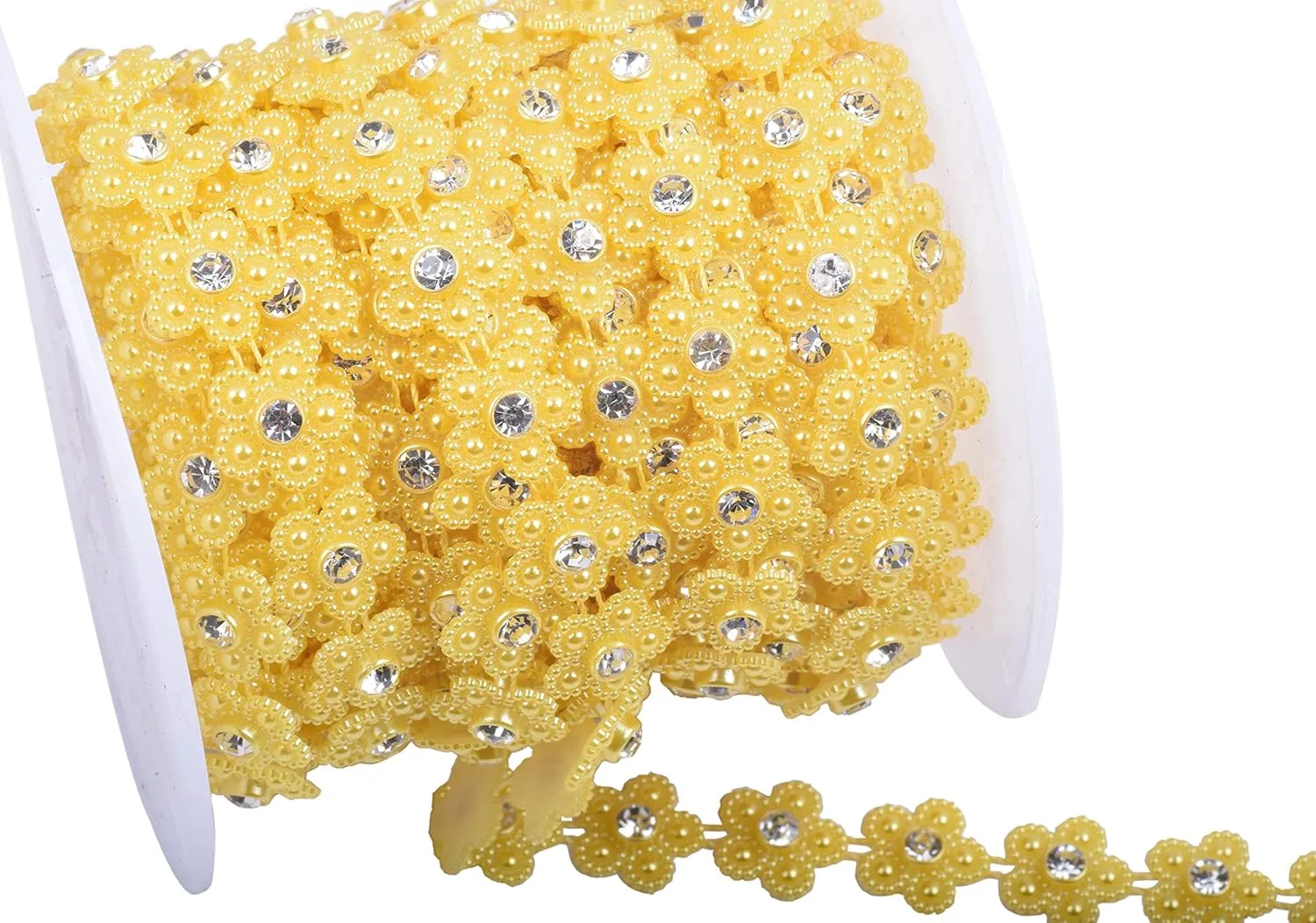 KAOYOO 10 Yards Flower Shaped Beaded Chain Trim with Rhinestone for Wedding,Decoration,DIY