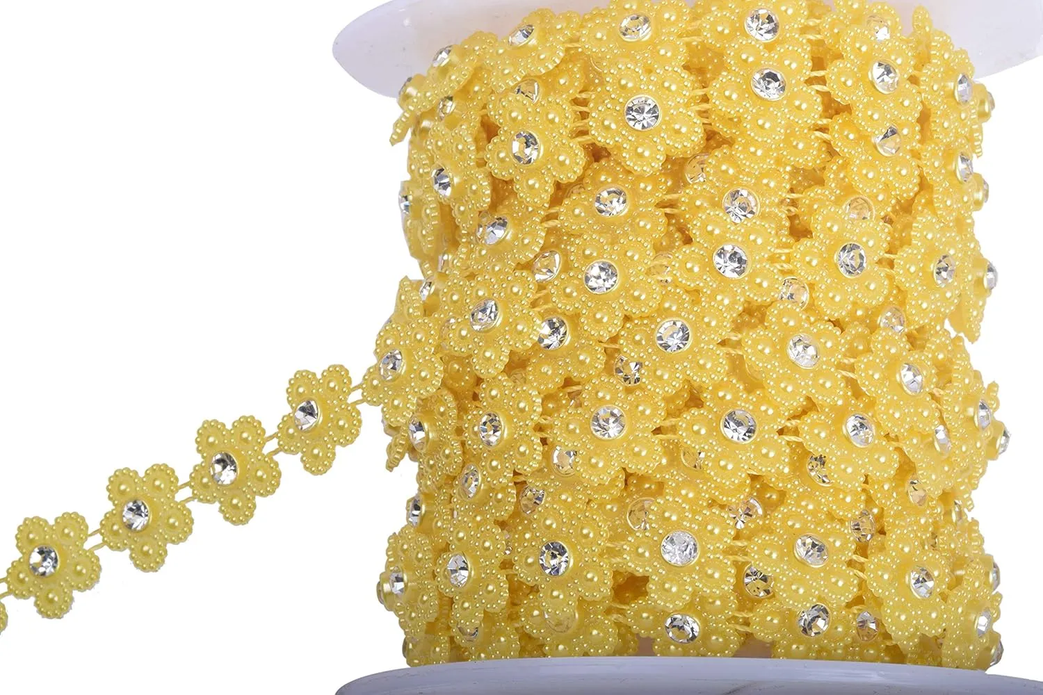 KAOYOO 10 Yards Flower Shaped Beaded Chain Trim with Rhinestone for Wedding,Decoration,DIY