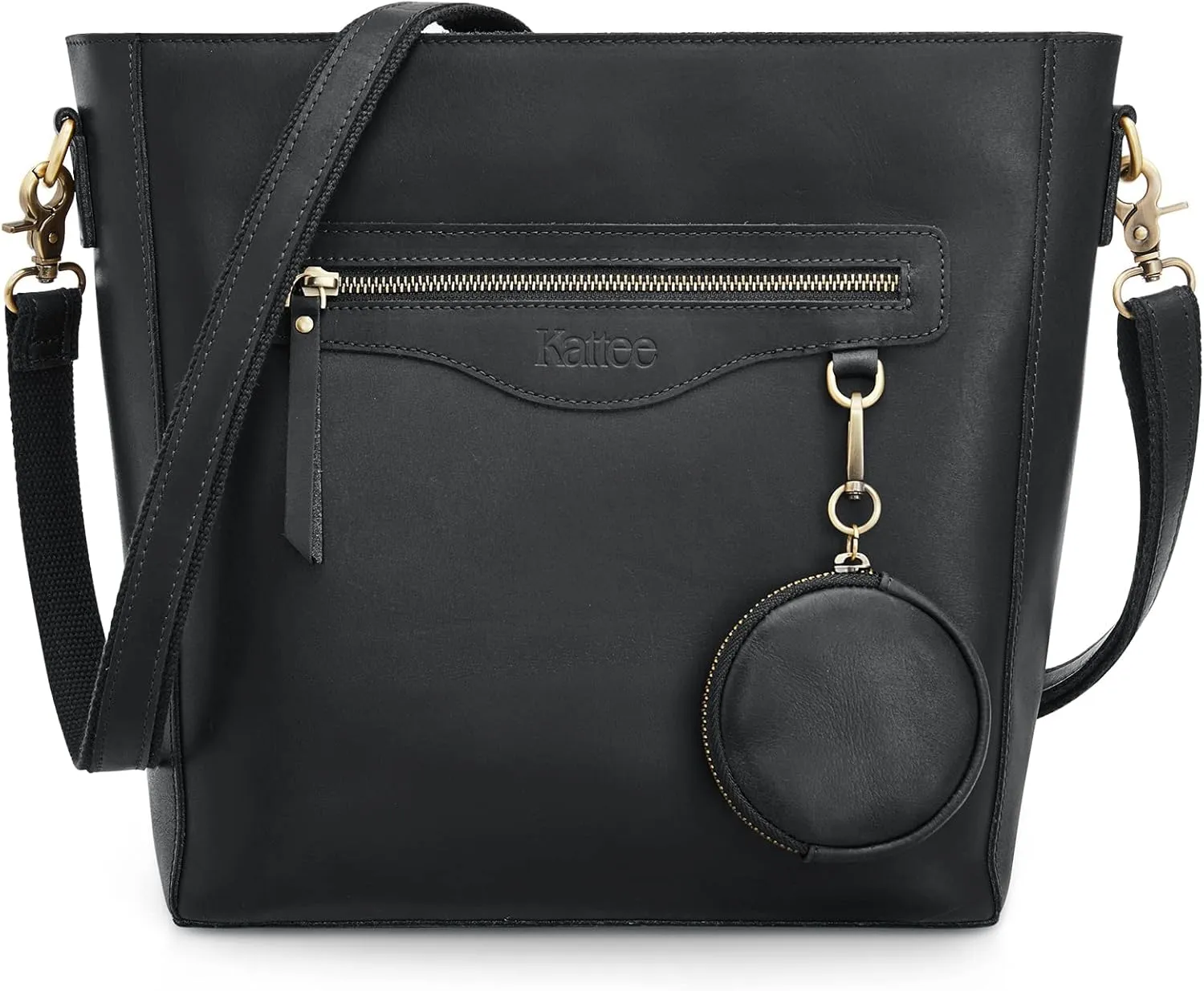 Kattee Leather Purses and Handbags for Women, Shoulder Tote Bucket Bags, Crossbody Pocketbook with Coin Pouch