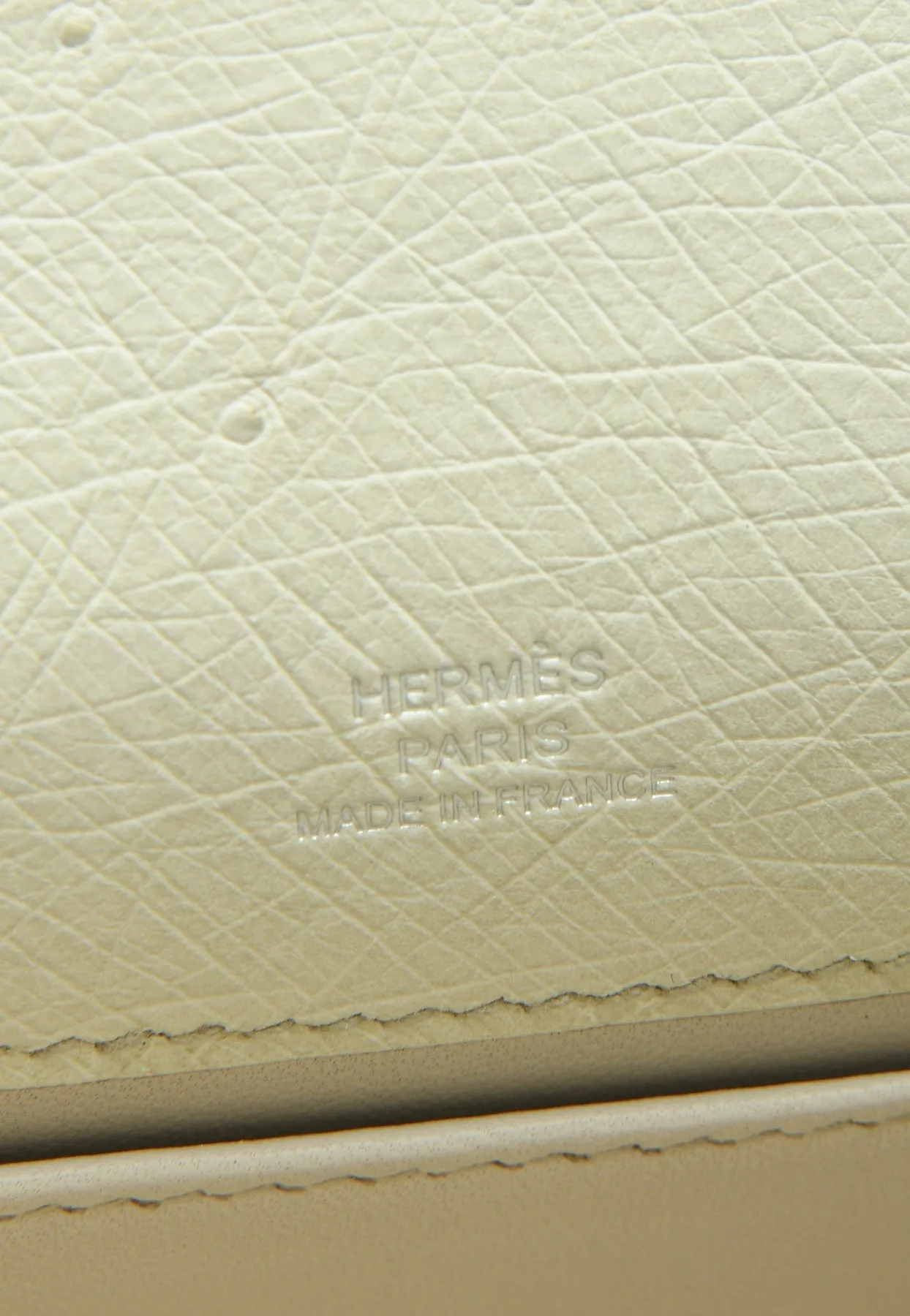 Kelly Pochette in Beton Ostrich Leather with Palladium Hardware