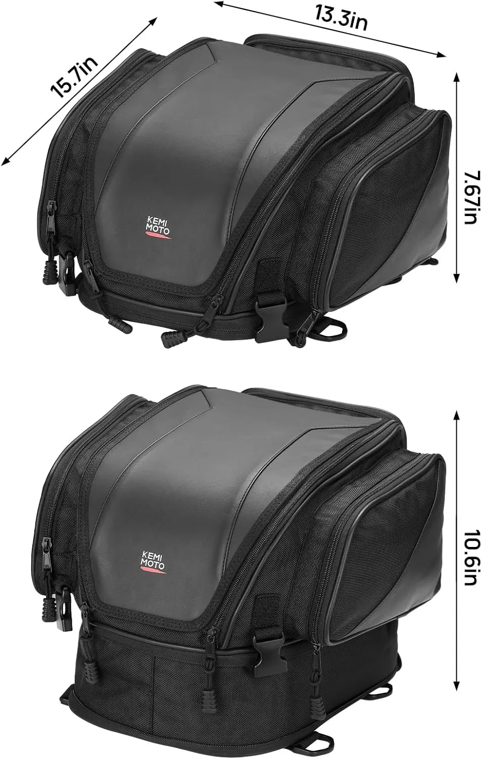 KEMIMOTO Motorcycle Tail Bag 18-22L Expandable Sissy bar Motorcycle Luggage Seat Travel Rear Rack Bag Waterproof for Daul Sport Sportster Softail Dyna Touring Shadow Vulcan