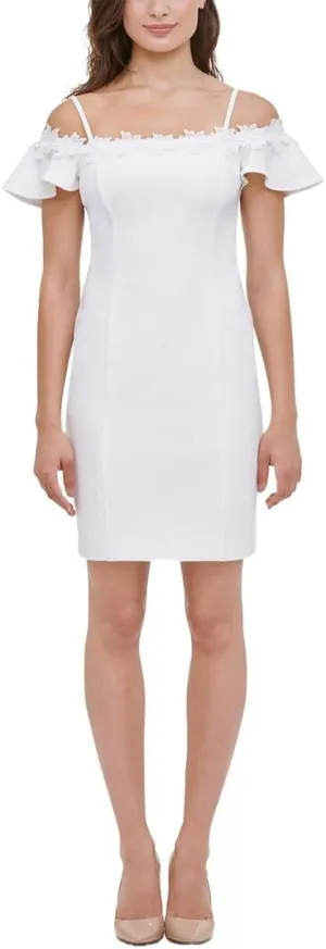 kensie Women's Lace Trim Off The Shoulder Mini Dress