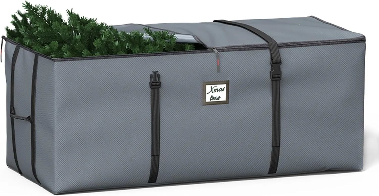 Kesfitt Christmas Tree Storage Bag 9Ft, Christmas Tree Bag with Adjustable Straps Fits Artificial Tree, Christmas Tree Storage Box 600D Waterproof Oxford Extra Large Heavy Duty, Dual Zippers
