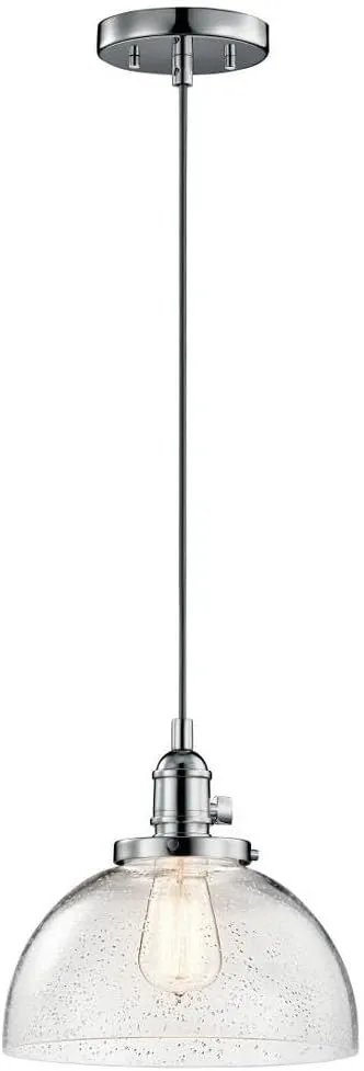 KICHLER Avery 9.25" 1 Light Goblet Mini Pendant with Clear Seeded Glass Chrome