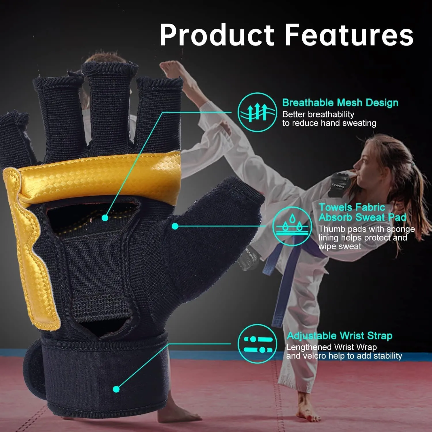 Kickboxing Sparring Gloves MMA Gloves for Men Women Half Finger Boxing Gloves Fighting Gloves Boxing Gloves for Punching Bag Training Gloves for Men Women
