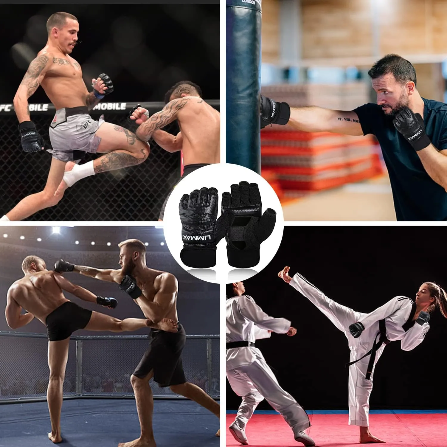 Kickboxing Sparring Gloves MMA Gloves for Men Women Half Finger Boxing Gloves Fighting Gloves Boxing Gloves for Punching Bag Training Gloves for Men Women