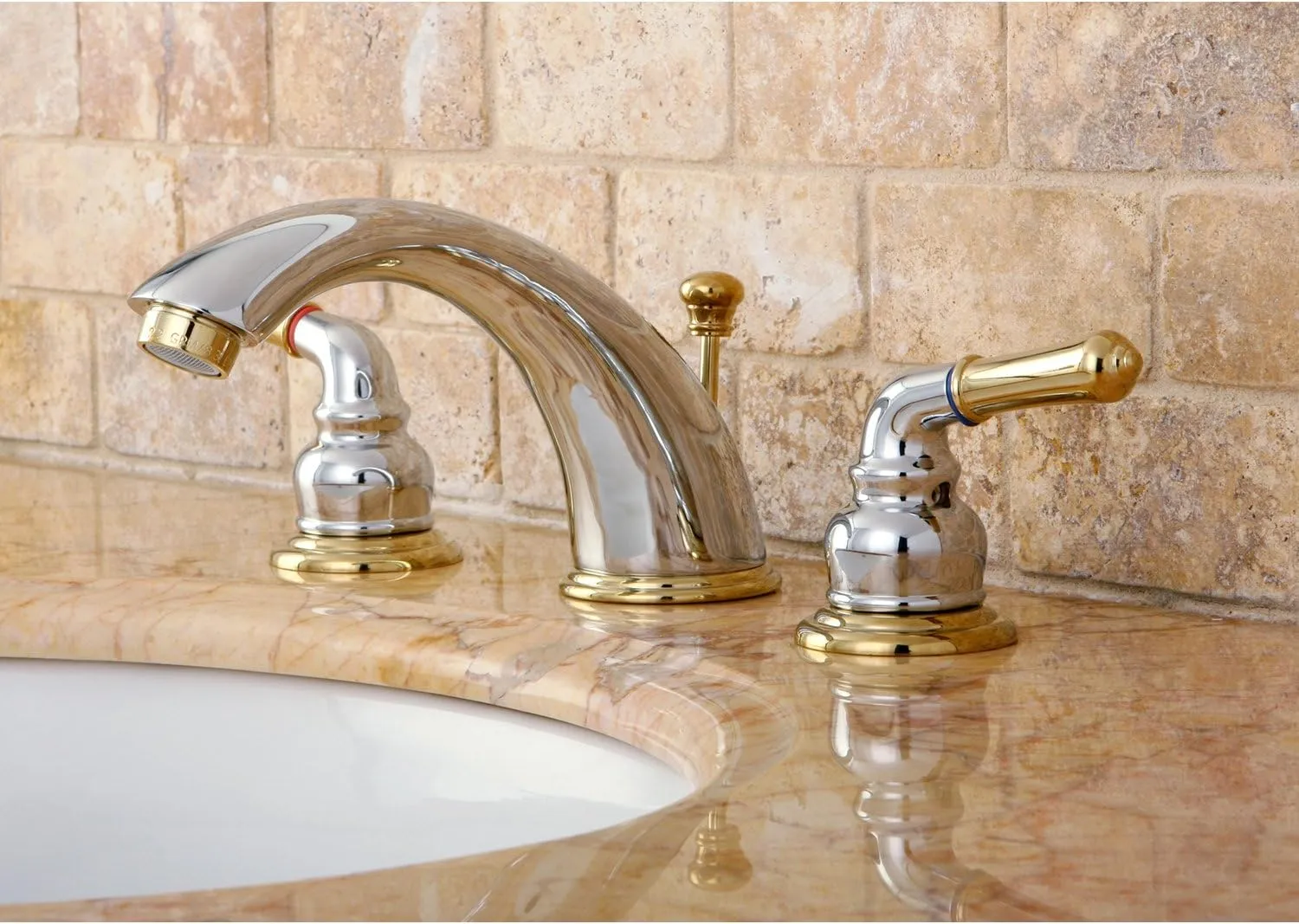 Kingston Brass KB964 Magellan Widespread Bathroom Faucet, 8-Inch Adjustable Center, Polished Chrome/Polished Brass