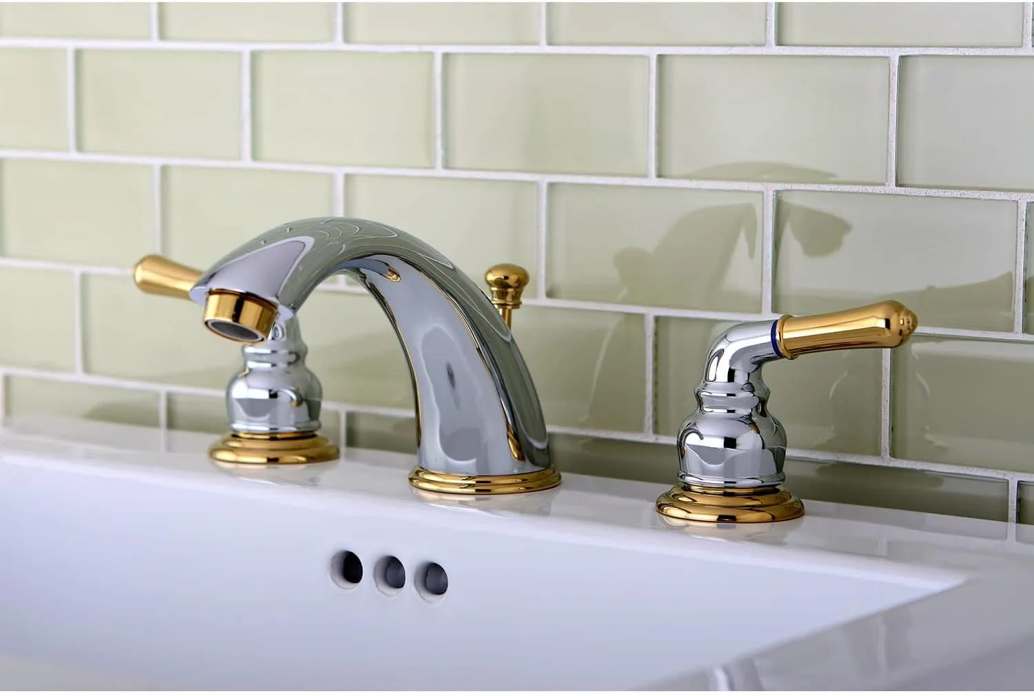Kingston Brass KB967 Magellan Widespread Bathroom Faucet, 8-Inch Adjustable Center, Brushed Nickel/Polished Chrome