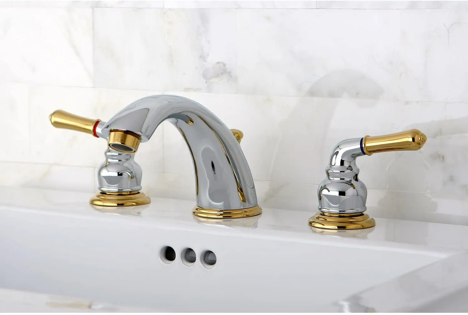 Kingston Brass KB967 Magellan Widespread Bathroom Faucet, 8-Inch Adjustable Center, Brushed Nickel/Polished Chrome