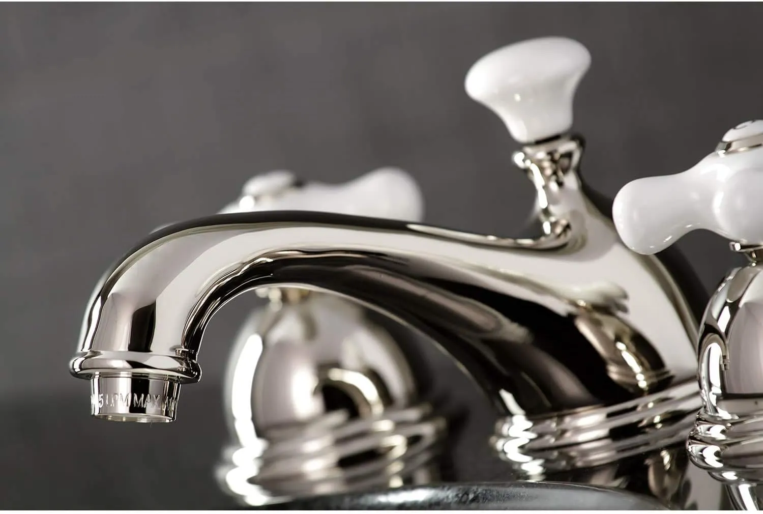 Kingston Brass KS3961PX Restoration Widespread Lavatory Faucet with Porcelain Cross Handle, Polished Chrome,8-Inch Adjustable Center