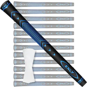 KNLY Golf Grips Set of 13 - High Traction and High Feedback Rubber Golf Club Grips with Anti-Slip and All Weather Performance，13 Grips with 15 Tapes and 13 Grips with All Repair Kits for Choice.