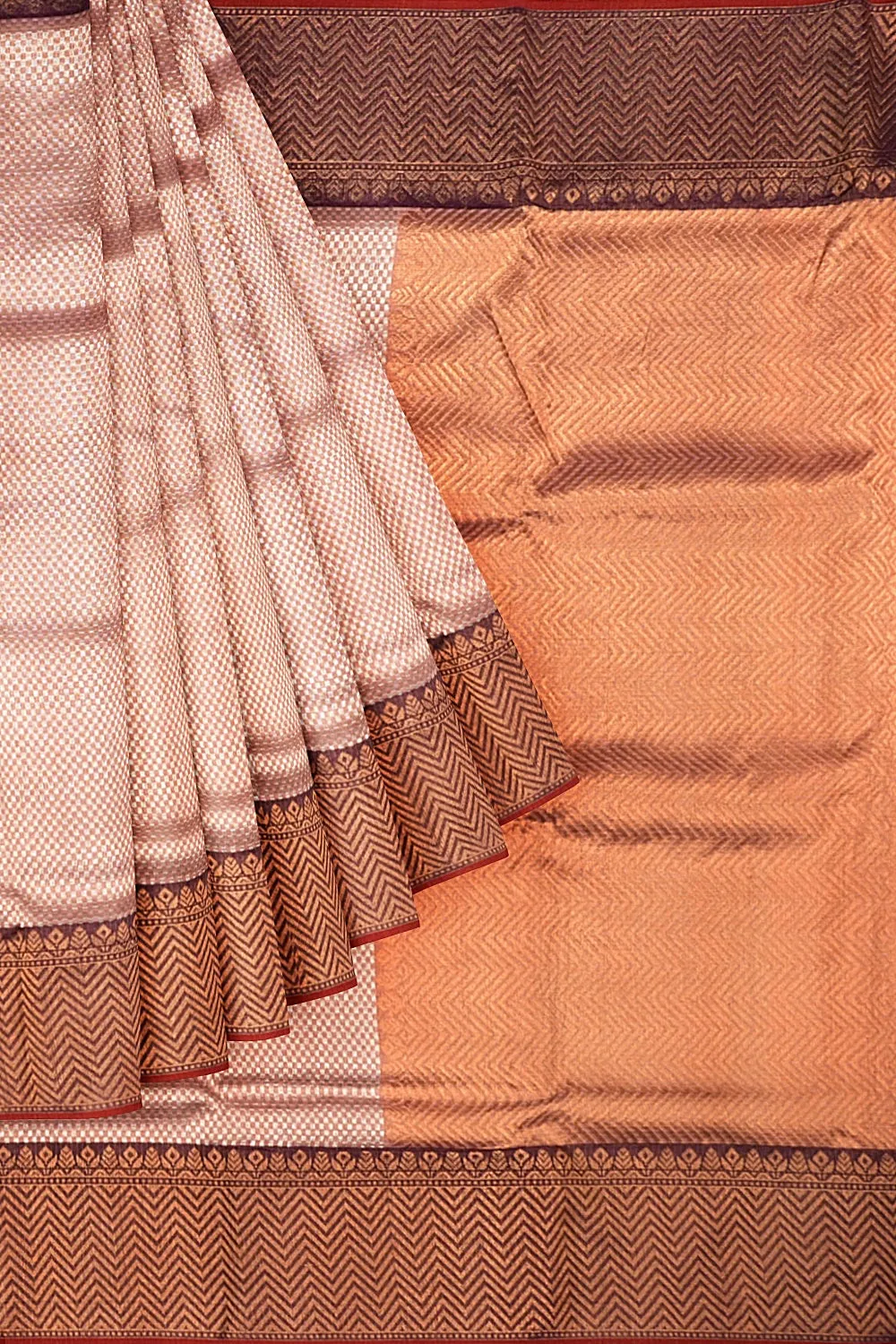 Kota Silk Tissue Brocade Peach Saree