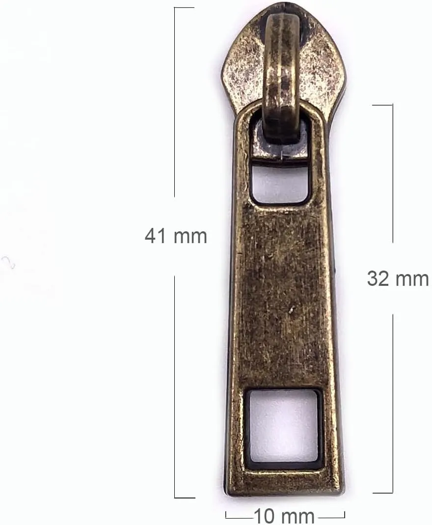KOTAIFA #5 Zipper Pulls Nylon Coil Zipper Pull Bulk Metal Zipper Slider Zipper Head for for Purse Bag Making Handbag Making Craft Sewing Antique Bronze 30pcs