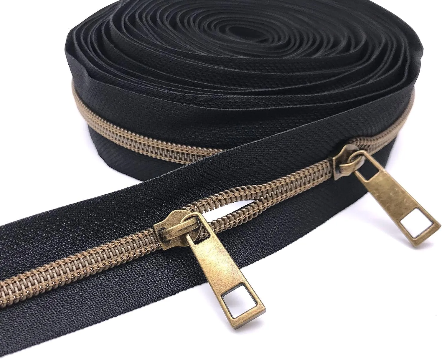 KOTAIFA #5 Zipper Pulls Nylon Coil Zipper Pull Bulk Metal Zipper Slider Zipper Head for for Purse Bag Making Handbag Making Craft Sewing Antique Bronze 30pcs