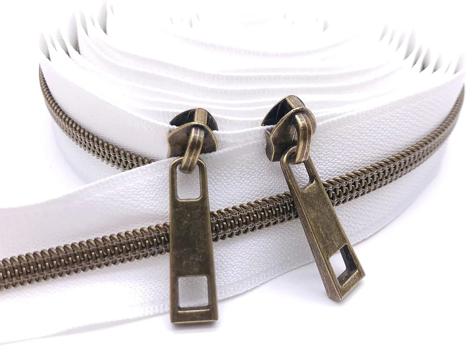 KOTAIFA #5 Zipper Pulls Nylon Coil Zipper Pull Bulk Metal Zipper Slider Zipper Head for for Purse Bag Making Handbag Making Craft Sewing Antique Bronze 30pcs