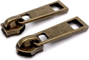 KOTAIFA #5 Zipper Pulls Nylon Coil Zipper Pull Bulk Metal Zipper Slider Zipper Head for for Purse Bag Making Handbag Making Craft Sewing Antique Bronze 30pcs