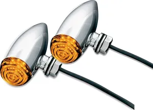 Kuryakyn 2500 Motorcycle Lighting Accessory: LED Mini Bullet Auxiliary Turn Signal/Marker Lights, Amber, Chrome, 1 Pair