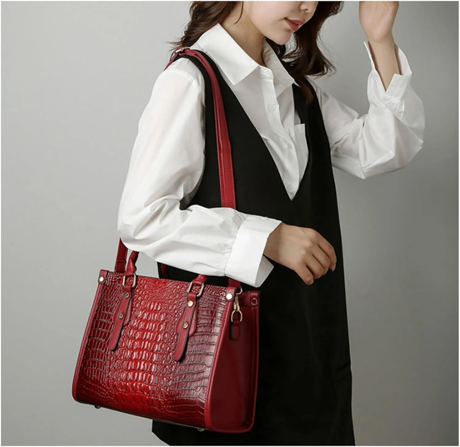 Ladies Satchel Purse Wallet Top Handle Tote Handbags Hobo Shoulder Bags Set 3pcs for women