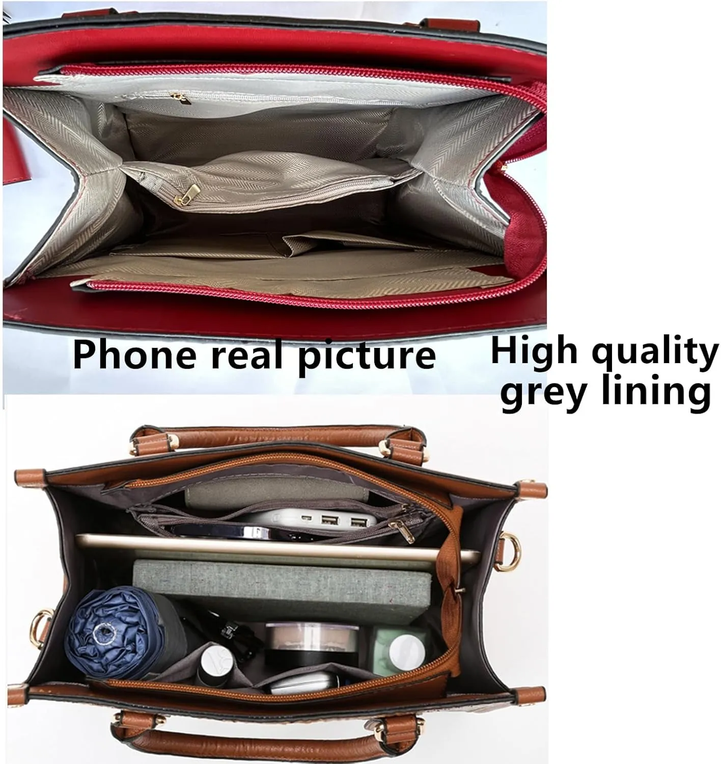 Ladies Satchel Purse Wallet Top Handle Tote Handbags Hobo Shoulder Bags Set 3pcs for women