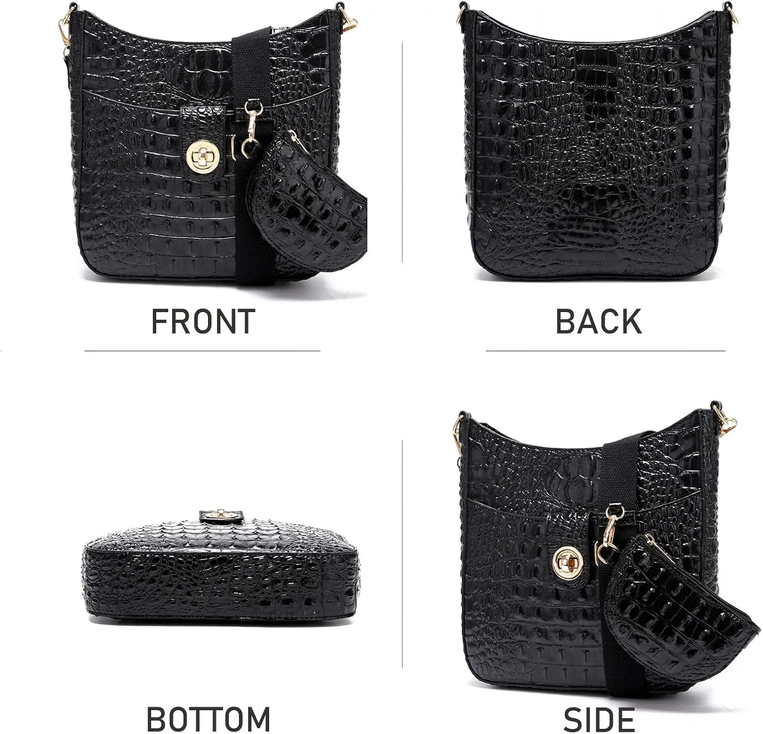 Ladies Tote Leather Bags for Women Crocodile Pattern HandBag Large Capacity Shoulder Purse