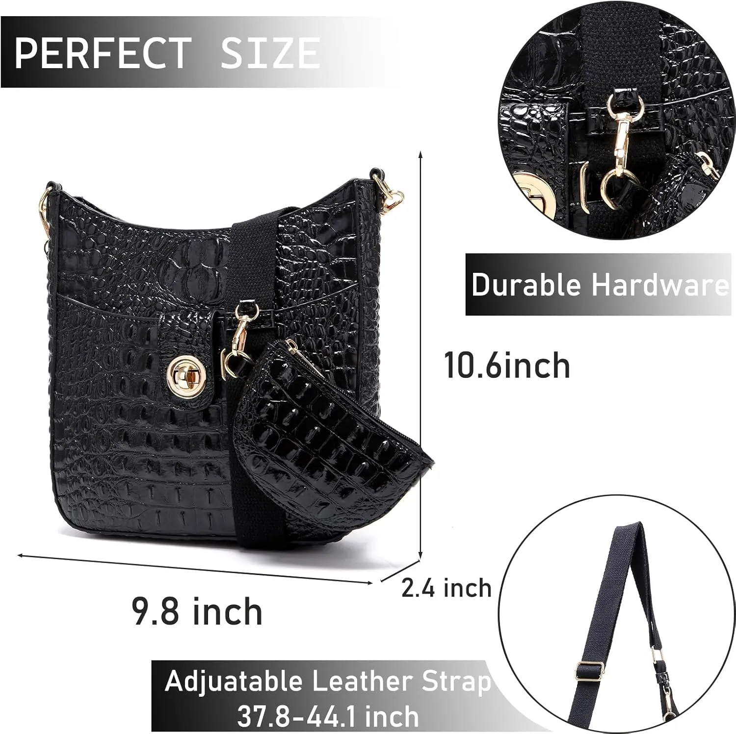 Ladies Tote Leather Bags for Women Crocodile Pattern HandBag Large Capacity Shoulder Purse