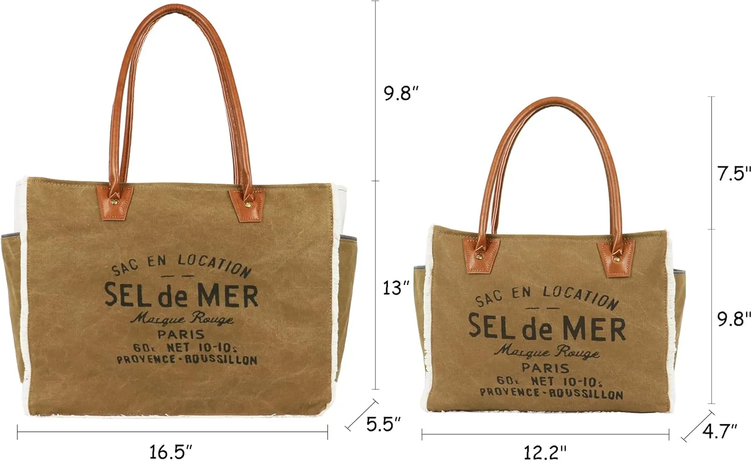 Lamyba Sel De Mer Canvas HandBag Upcycled Canvas Leather Tote Bag,Small Black