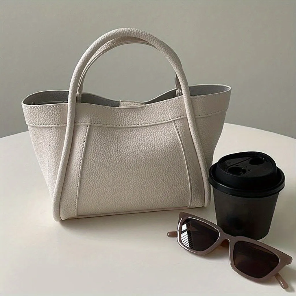 Large Capacity Handbags For Women, Fashion Solid Color Tote Bag, Faux Leather Office & Work Purse