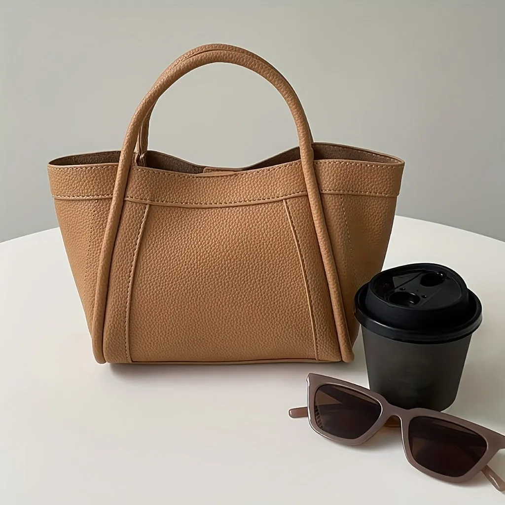 Large Capacity Handbags For Women, Fashion Solid Color Tote Bag, Faux Leather Office & Work Purse