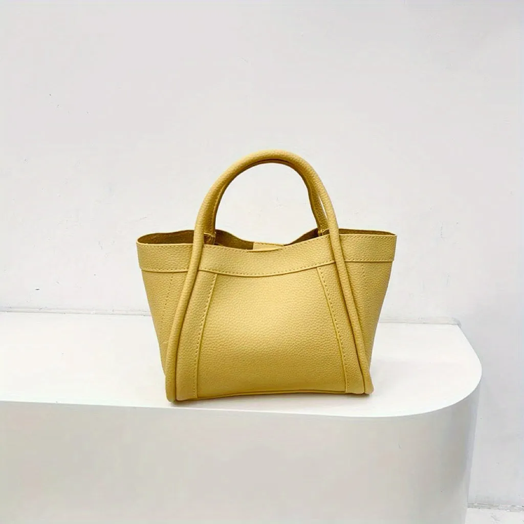 Large Capacity Handbags For Women, Fashion Solid Color Tote Bag, Faux Leather Office & Work Purse