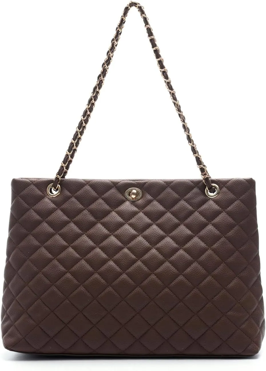 Large Chain Shoulder Bag for Women, Double Strap Handbags Tote Purse