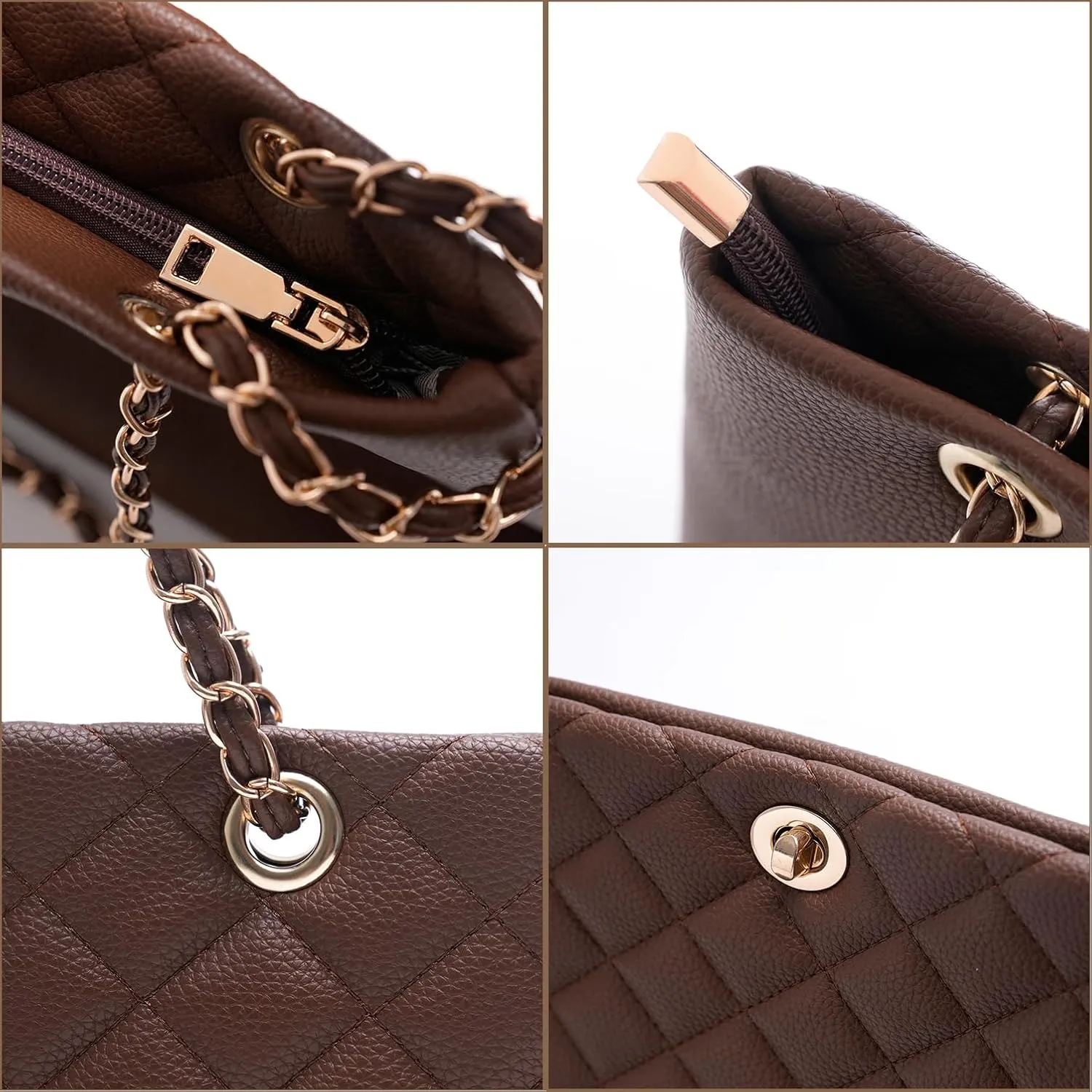 Large Chain Shoulder Bag for Women, Double Strap Handbags Tote Purse