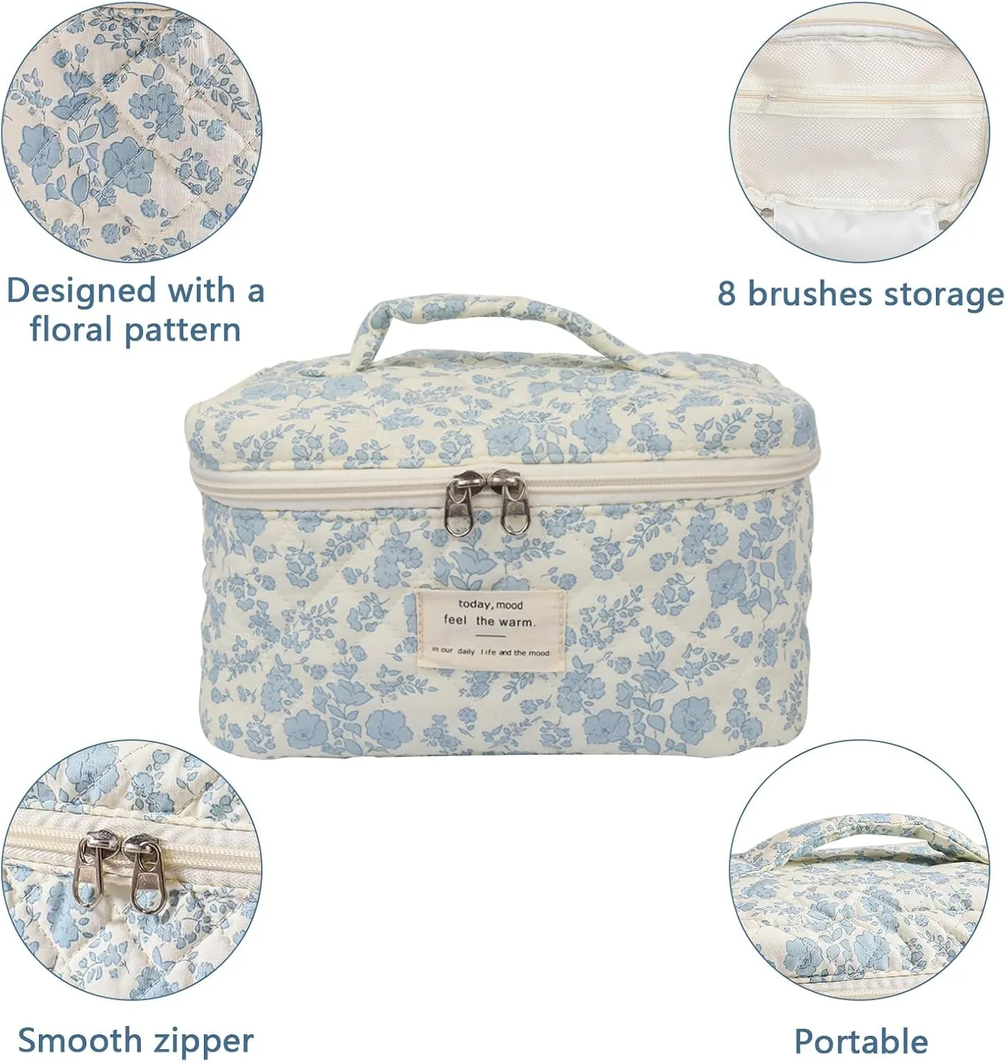 Large Makeup Bag, Cute Cosmetic Bag for Women Girls, Floral Coquette Aesthetic Toiletry Bag, Travel Make Up Organizer Bag (BDLH)