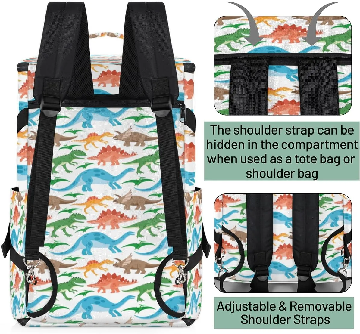 Large Sports Gym Bag With Shoe & Laptop Compartment 47L Waterproof Travel Duffel Bags for Men Women Animal Dinosaur Print Luggage Backpack Duffle Bag