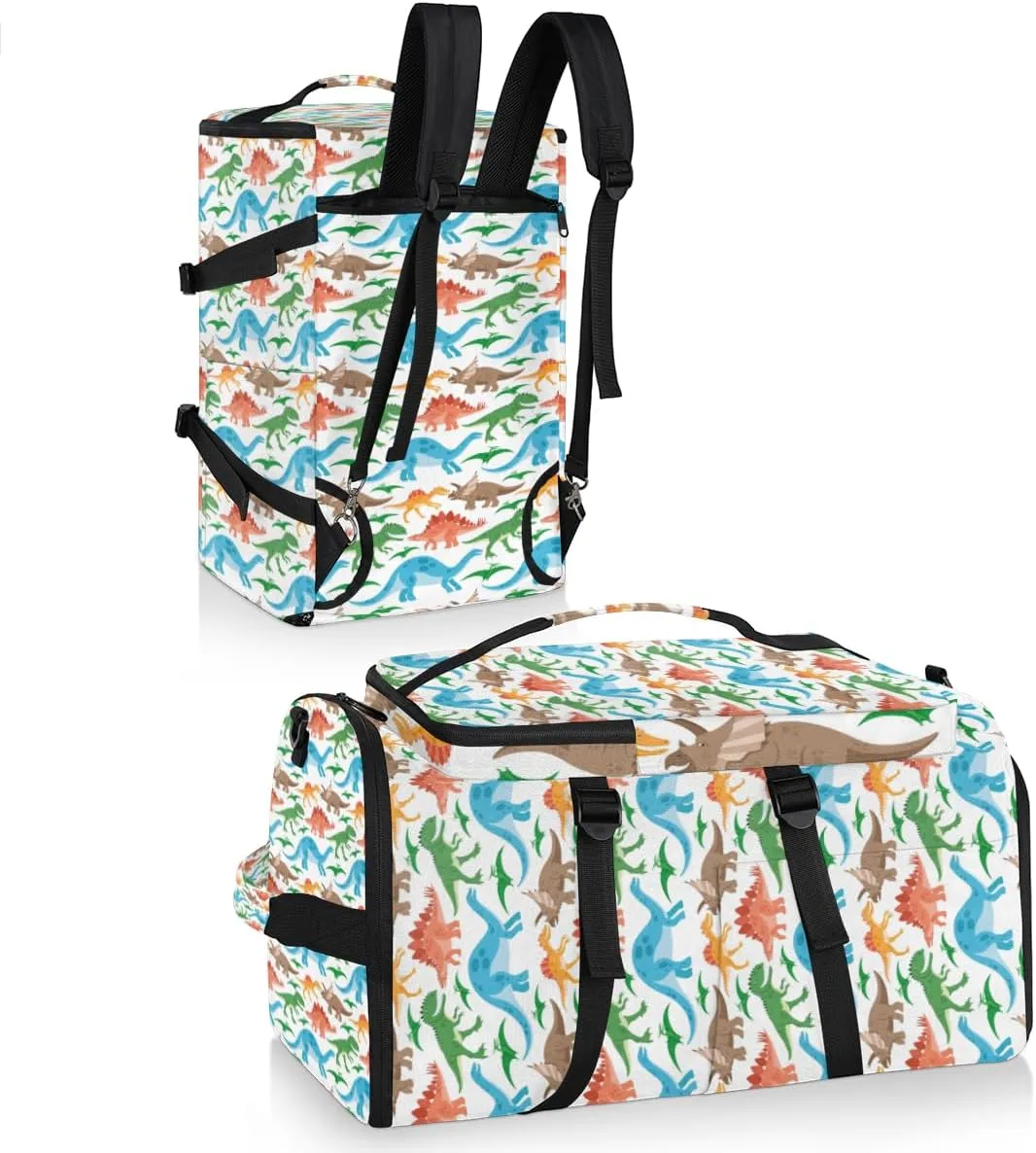 Large Sports Gym Bag With Shoe & Laptop Compartment 47L Waterproof Travel Duffel Bags for Men Women Animal Dinosaur Print Luggage Backpack Duffle Bag