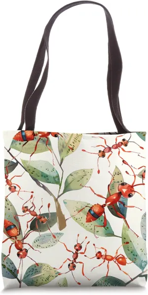 Leafcutter Ant Watercolor Animal Wildlife Pattern Art Print Tote Bag