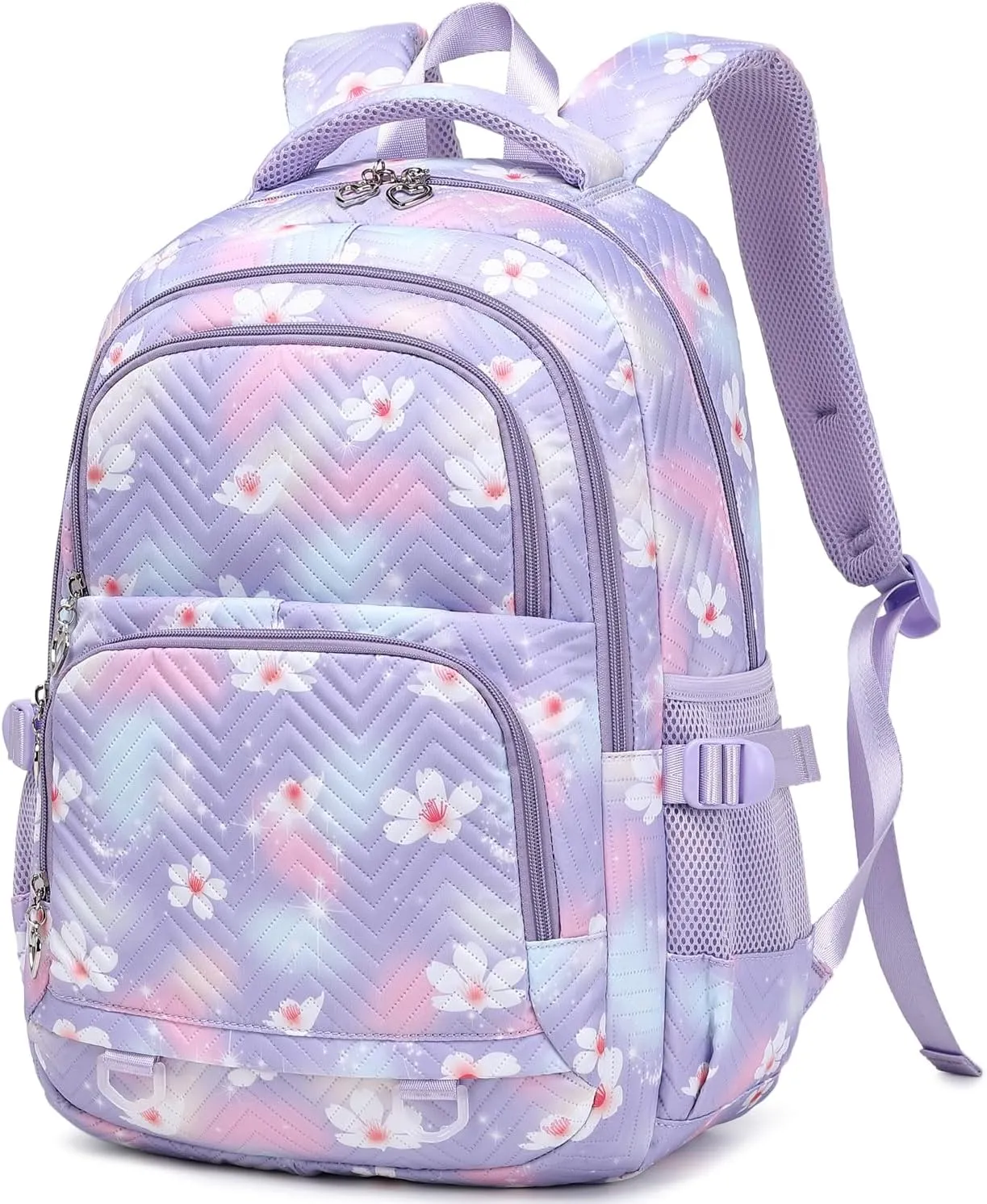 Leaper Stylish Floral Travel Backpack for Women Laptop Backpack Water-Resistant Bookbags College Bags Fits 15.6 Inch Laptop Purple