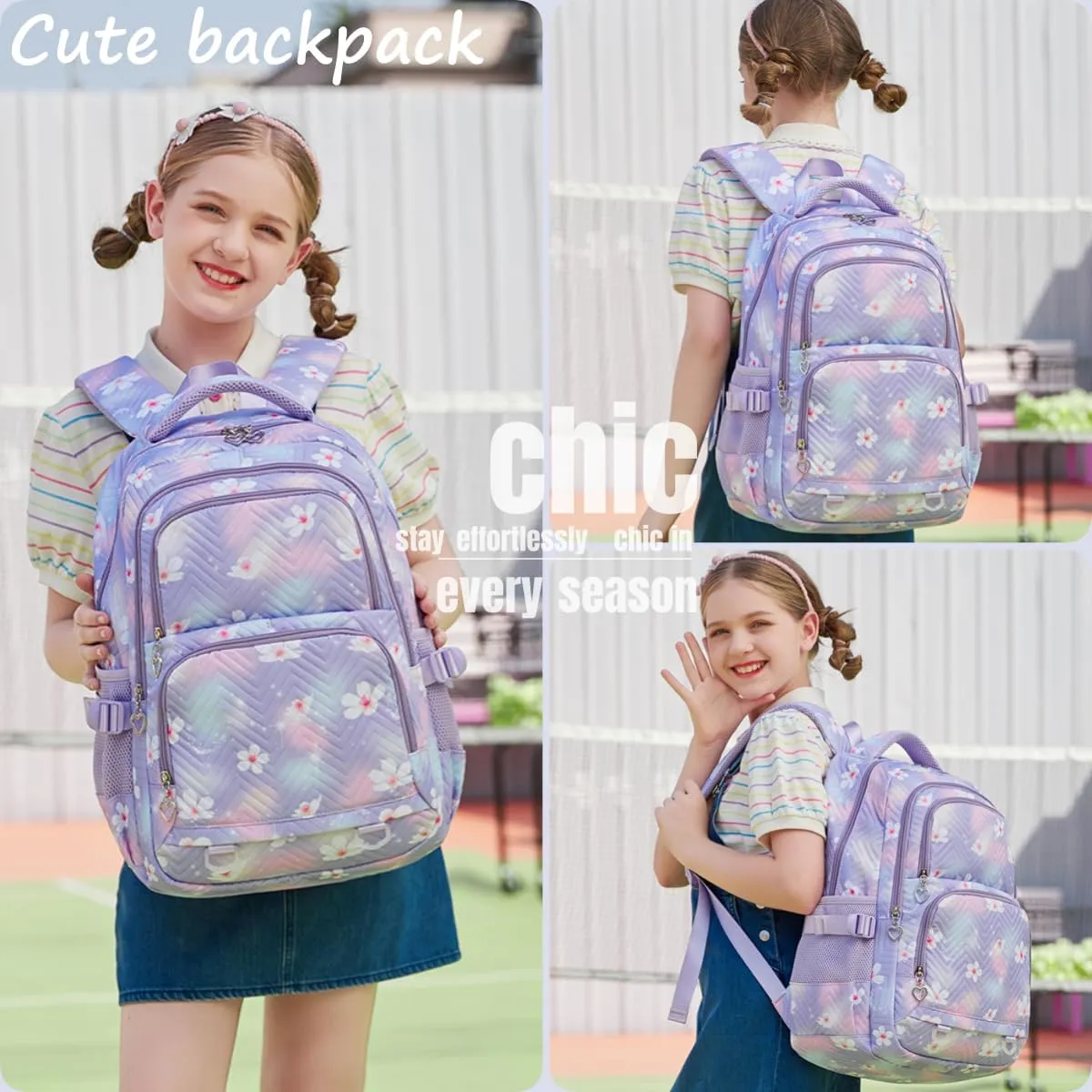 Leaper Stylish Floral Travel Backpack for Women Laptop Backpack Water-Resistant Bookbags College Bags Fits 15.6 Inch Laptop Purple