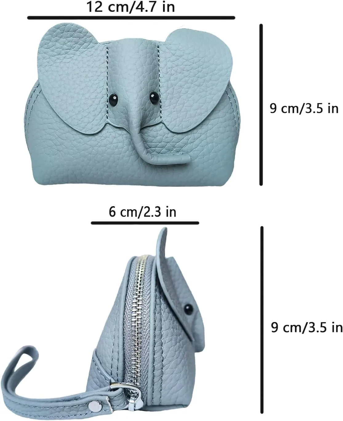 Leather Coin Purse Leather Elephant Keychain Wallet Small Coin Pouch with Keychain Leather Wallet Cute Elephant Gifts for Girls Women, blue, CYLQB01