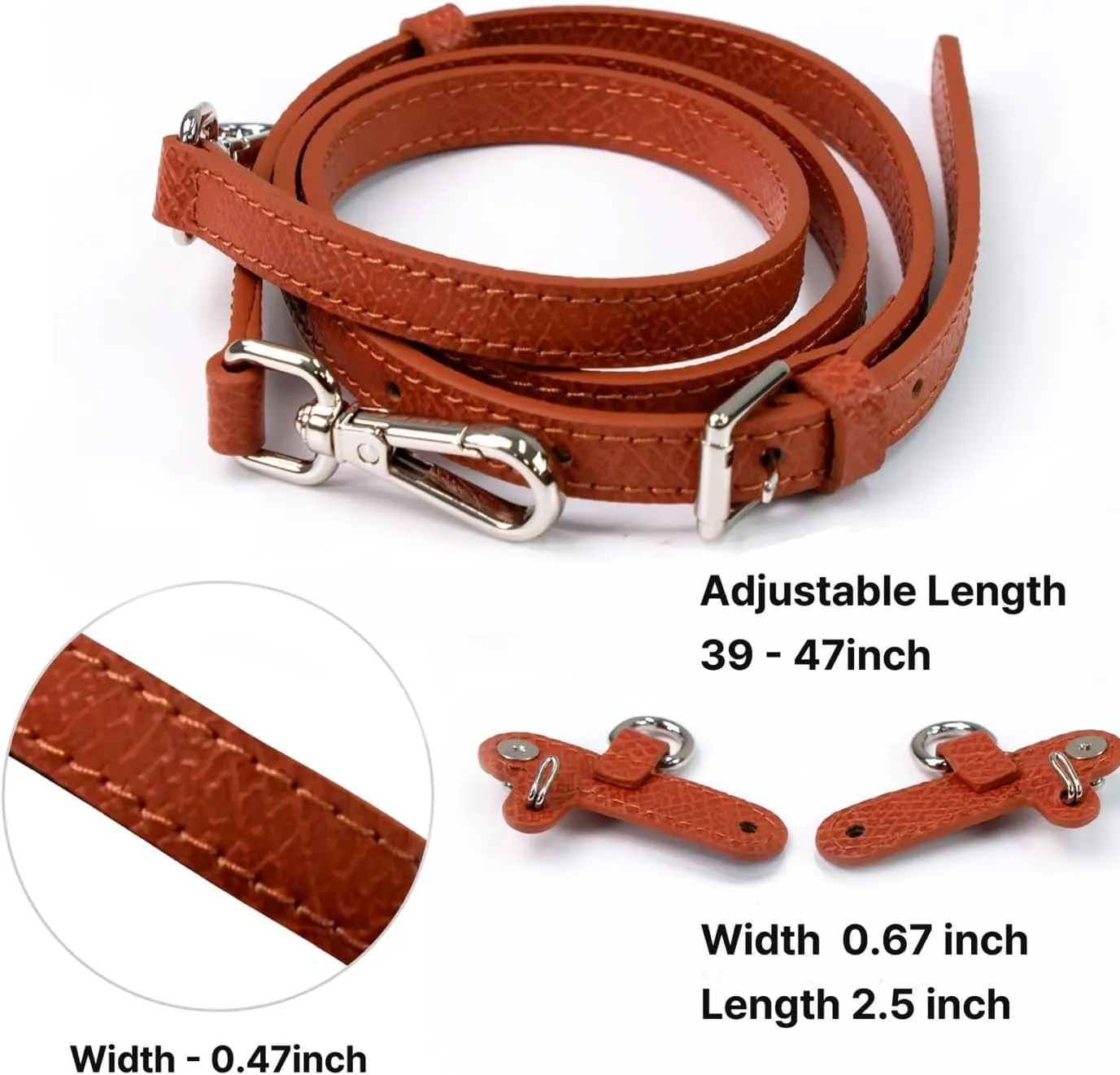 Leather Replacement Straps for Le Pliage Mini Pouch Bags, Adjustable Crossbody & Shoulder Handbag Straps for Women