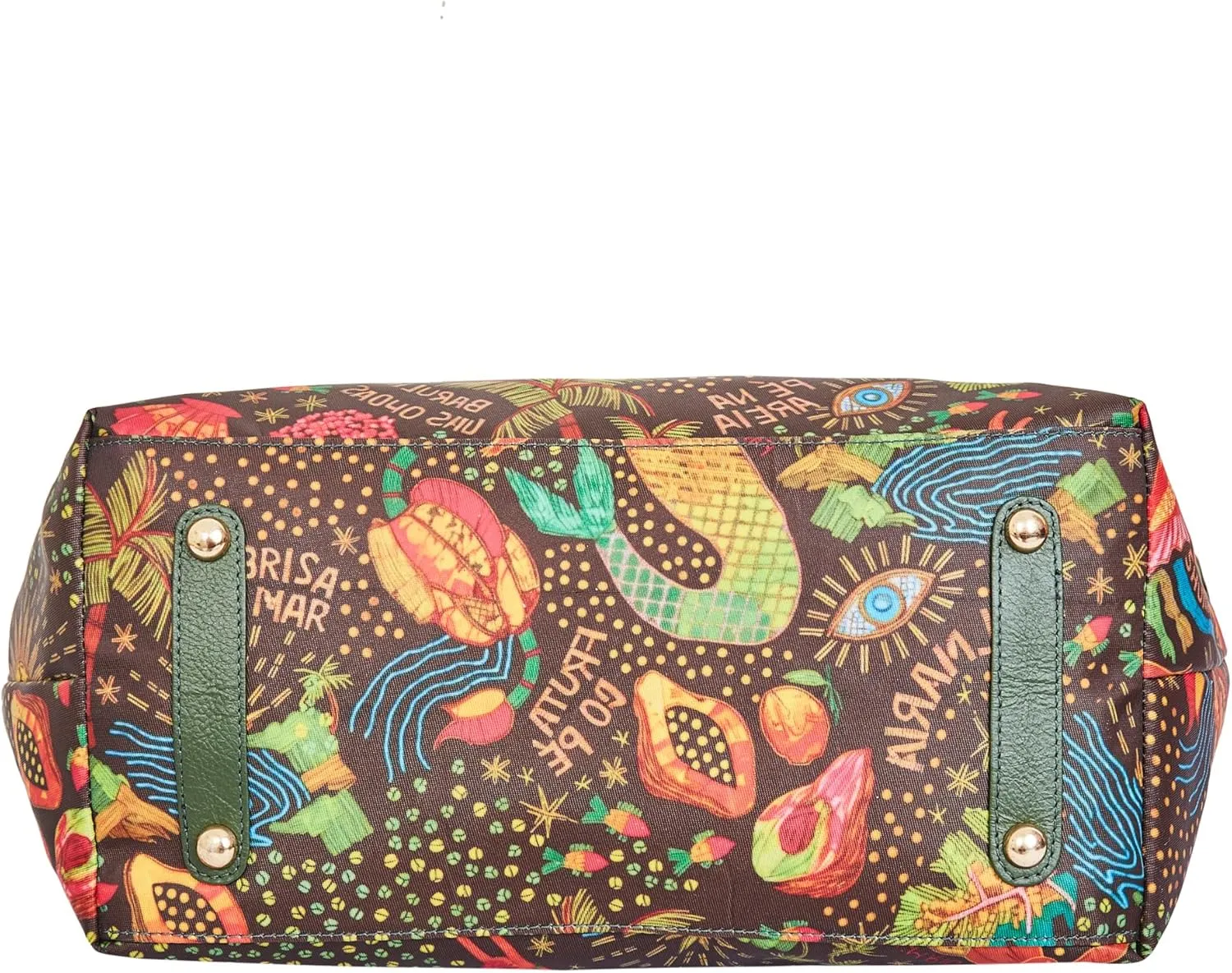 Leather Trim Printed Tote Bag for Women
