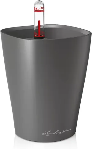 Lechuza 14949 Mini Deltini Self-Watering Planter for Indoor and Outdoor Use, 4" x 4" x 5", Charcoal