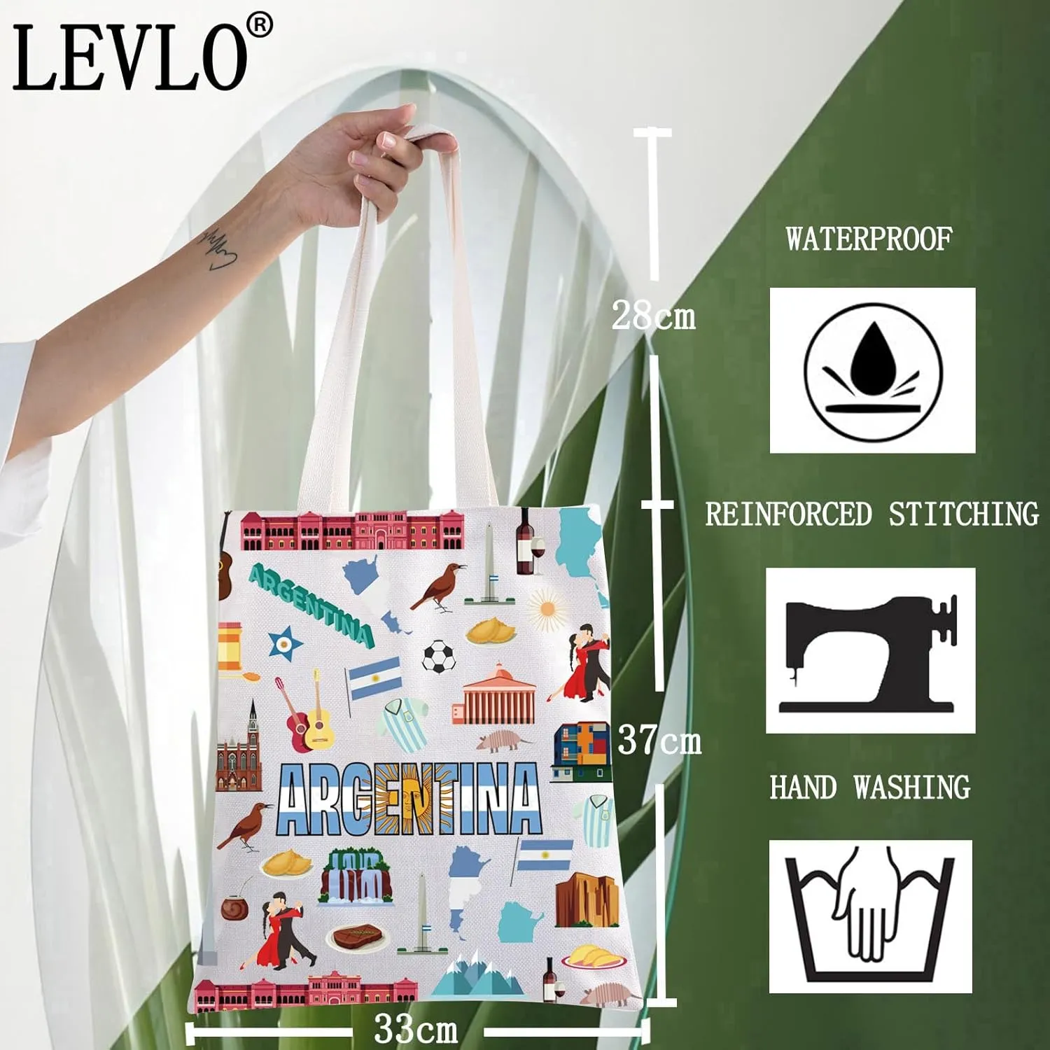 LEVLO Argentina Travel Tote Bag Argentina Souvenir Gift Republic of Argentina Trip Shoulder Bag Argentina Soccer Merchandise