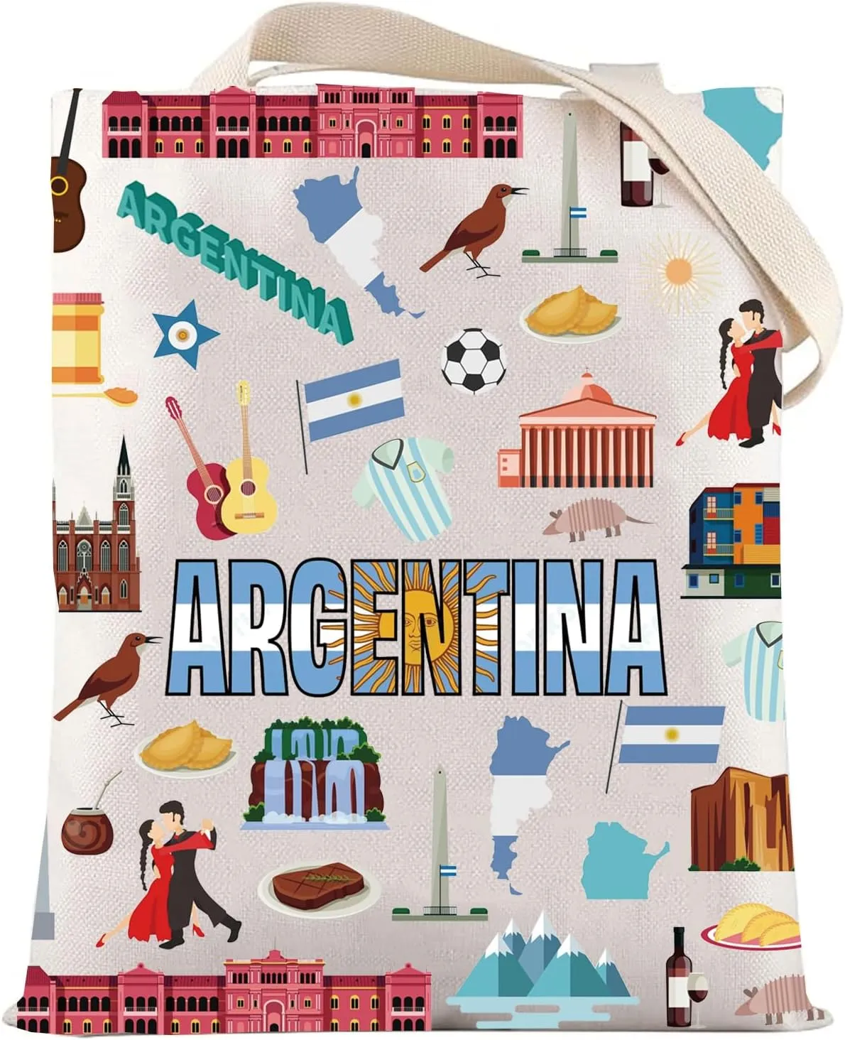 LEVLO Argentina Travel Tote Bag Argentina Souvenir Gift Republic of Argentina Trip Shoulder Bag Argentina Soccer Merchandise