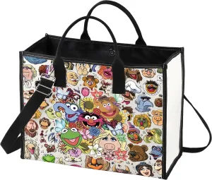 LEVLO Bear & Frog Tote Bag Cartoon Pig Fans Gift Cartoon Animal Shoulder Bag Bear & Frog Movie Merch